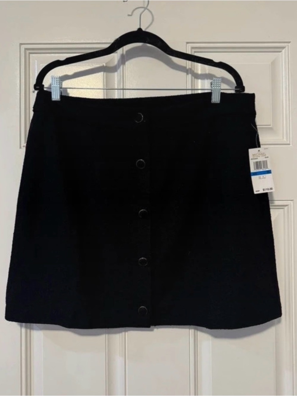 Michael Kors Black Button-Front Mini Skirt